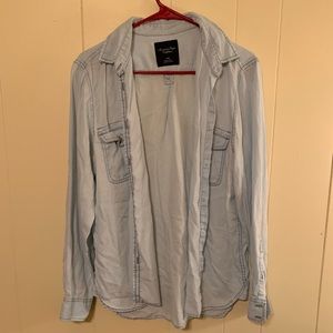 Blue long sleeve button-up shirt